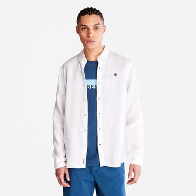 Pánské Košile Timberland Mill River LS Linen Bílé | TI74861-246