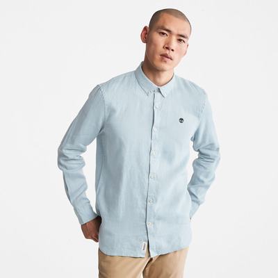 Pánské Košile Timberland Mill River LS Linen Světle Blankyt | TI97136-426