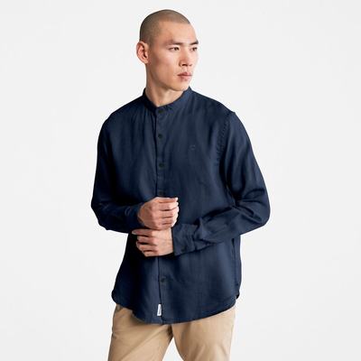 Pánské Košile Timberland Mill River Linen Tmavě Blankyt | TI01658-481