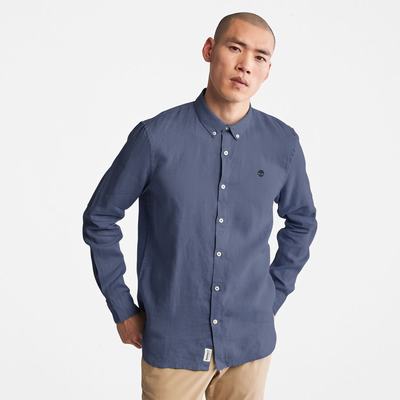 Pánské Košile Timberland Mill River Slim-Fit Linen Blankyt Tmavě Blankyt | TI10546-824