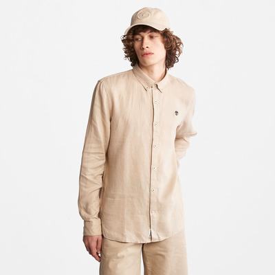 Pánské Košile Timberland Mill River Slim-Fit Linen Béžový | TI87693-934