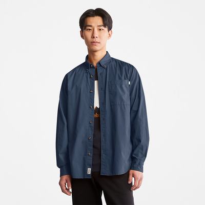 Pánské Košile Timberland Outdoor Heritage Washed Poplin Tmavě Blankyt | TI34295-178