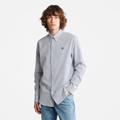Pánské Košile Timberland Pruhovaný Seersucker Tmavě Blankyt | TI48901-153