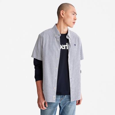 Pánské Košile Timberland SS Seersucker Tmavě Blankyt | TI08391-064