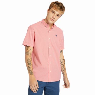Pánské Košile Timberland Suncook River Krátké-Sleeve Poplin Růžové | TI89403-874