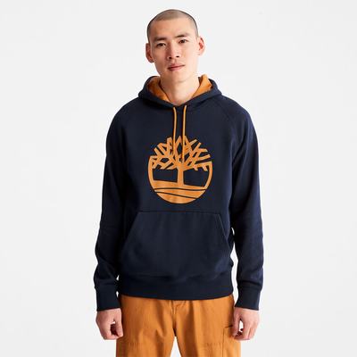 Pánské Mikiny S Kapucí Timberland Heritage Logo Tmavě Blankyt | TI01372-215
