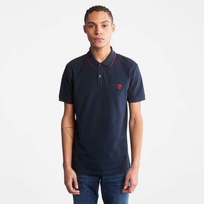 Pánské Polo Triko Timberland Millers River Print-Collar Tmavě Blankyt | TI67243-706