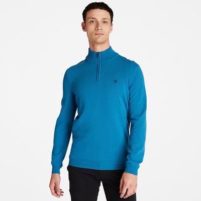 Pánské Svetry Timberland Cohas Brook Zip-neck Blankyt | TI40753-516