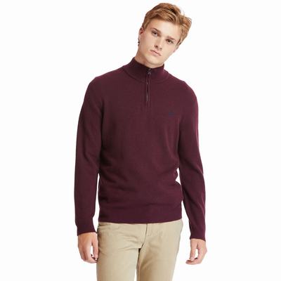 Pánské Svetry Timberland Cohas Brook Zip-neck Vínové | TI46978-679