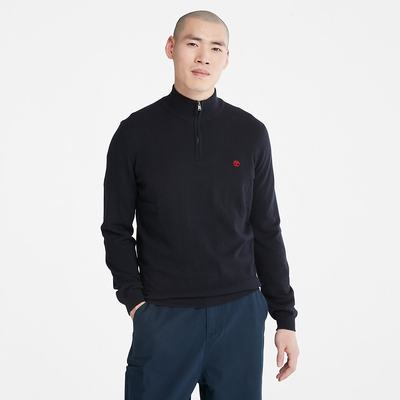 Pánské Svetry Timberland Cohas Brook Zip-neck Tmavě Blankyt | TI91584-691