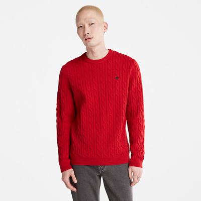 Pánské Svetry Timberland Phillips Brook Cable-knit Červené | TI03265-301