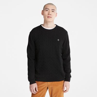 Pánské Svetry Timberland Phillips Brook Vlna-Blend Cable Crewneck Černé | TI50986-576