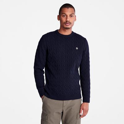Pánské Svetry Timberland Phillips Brook Cable-knit Tmavě Blankyt | TI94713-749