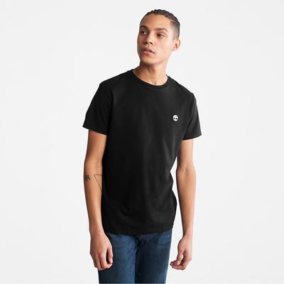Pánské Tričko Timberland Bavlněné Logo T-Shirt Černé | TI40387-417