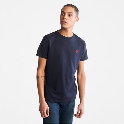 Pánské Tričko Timberland Bavlněné Logo T-Shirt Tmavě Blankyt | TI61894-460