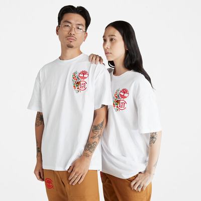 Pánské Tričko Timberland CLOT x Timberland® Krátké-sleeved T-Shirt Bílé | TI63971-871