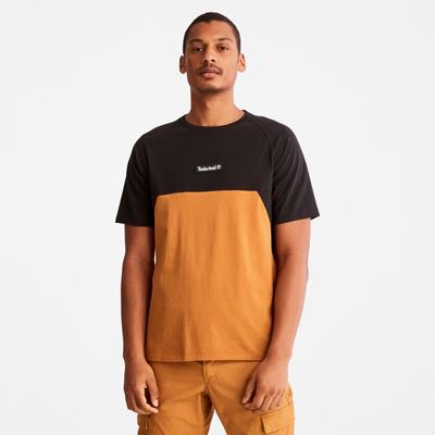 Pánské Tričko Timberland Cut-and-sew T-Shirt Černé Hnědé | TI05813-071
