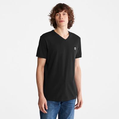 Pánské Tričko Timberland Dunstan River V-Neck T-Shirt Černé | TI97562-672