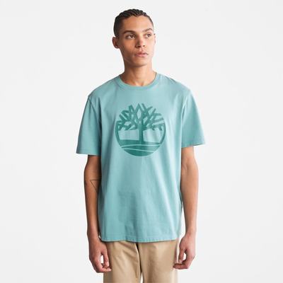 Pánské Tričko Timberland Kennebec River Tree-Logo Tee Blankyt | TI90317-765