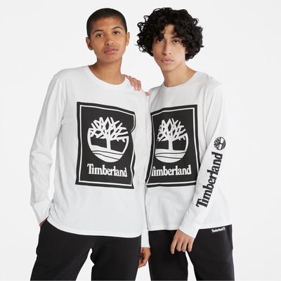 Pánské Tričko Timberland Long-Sleeve Logo T-Shirt Bílé Černé | TI83702-234