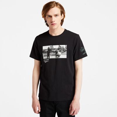 Pánské Tričko Timberland Moto Guzzi X Timberland® Photo T-Shirt Černé | TI68570-318
