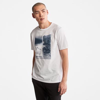 Pánské Tričko Timberland Mountains-to-Rivers Print T-Shirt Bílé | TI38769-567