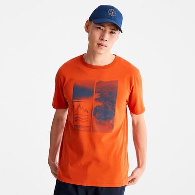 Pánské Tričko Timberland Mountains-to-Rivers Print T-Shirt Oranžové | TI90471-630