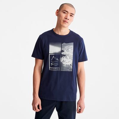 Pánské Tričko Timberland Mountains-to-Rivers Print T-Shirt Tmavě Blankyt | TI92051-761