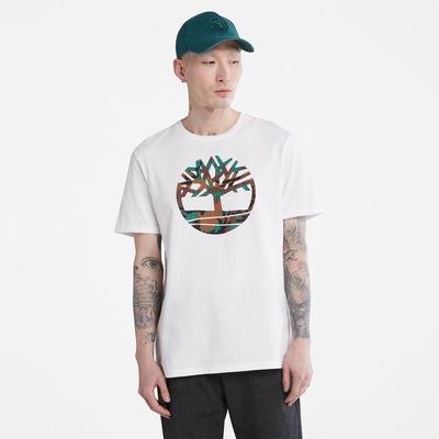 Pánské Tričko Timberland Outdoor Heritage Camo Tree-Logo T-Shirt Bílé | TI05869-092