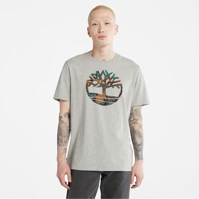 Pánské Tričko Timberland Outdoor Heritage Camo Tree-Logo T-Shirt Šedé | TI81976-356