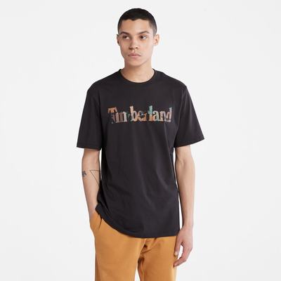 Pánské Tričko Timberland Outdoor Heritage Camo-Logo T-Shirt Černé | TI87102-539