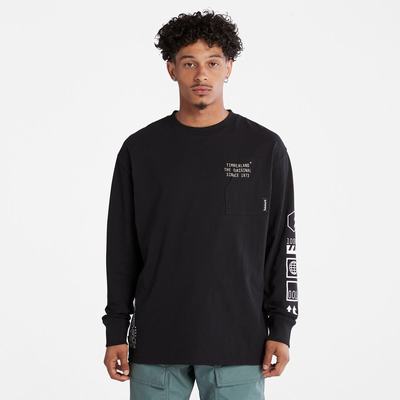 Pánské Tričko Timberland Progressive Utility Graphic LS T-Shirt Černé | TI16829-516