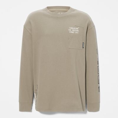 Pánské Tričko Timberland Progressive Utility Graphic LS T-Shirt Světle Šedé | TI53162-678