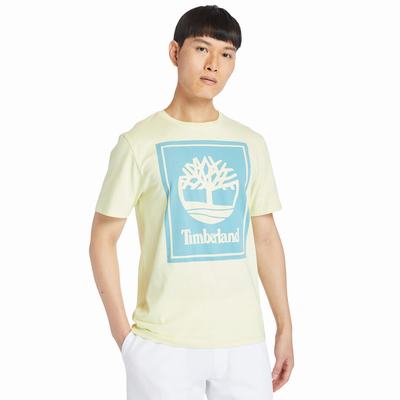 Pánské Tričko Timberland Stack Logo T-Shirt Světle Zelene | TI26540-386