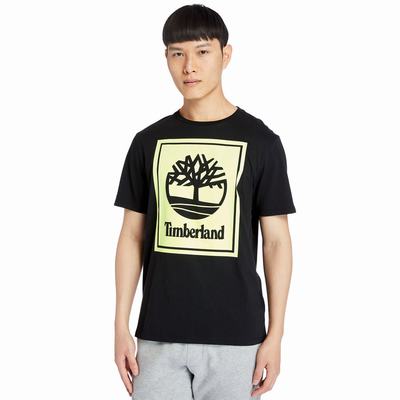 Pánské Tričko Timberland Stack Logo T-Shirt Černé | TI36214-912