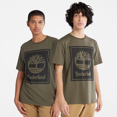 Pánské Tričko Timberland Stack Logo T-Shirt Zelene | TI58316-485