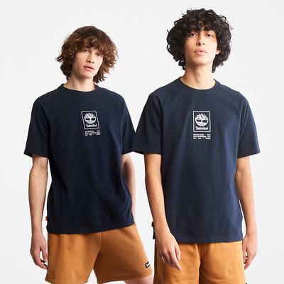 Pánské Tričko Timberland Stacked Logo T-Shirt Tmavě Blankyt | TI76540-290