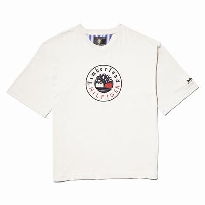 Pánské Tričko Timberland Tommy Hilfiger x Timberland® Re-imagined Logo T-Shirt Bílé | TI13074-789
