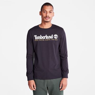 Pánské Tričko Timberland Vítr, Vody, Earth and Sky Long-Sleeve T-Shirt Černé | TI04918-034