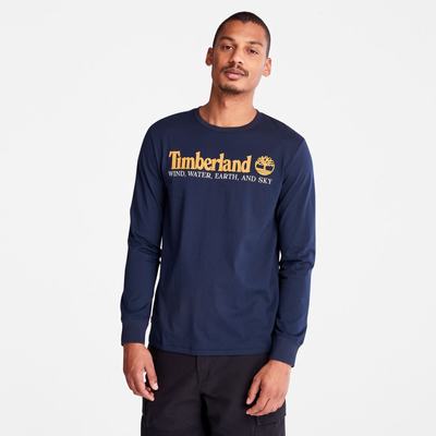 Pánské Tričko Timberland Vítr, Vody, Earth and Sky Long-Sleeve T-Shirt Tmavě Blankyt | TI17429-689