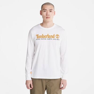 Pánské Tričko Timberland Vítr, Vody, Earth and Sky Long-Sleeve T-Shirt Bílé | TI21974-014