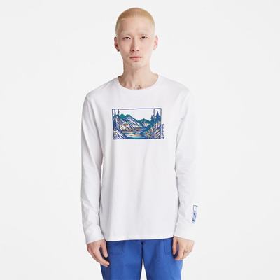 Pánské Tričko Timberland Vítr, Vody, Earth and Sky Long-Sleeve T-Shirt Bílé | TI31540-467